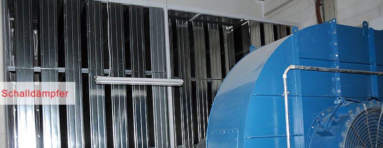 Kulissenschalldämpfer mit integriertem Ventilator